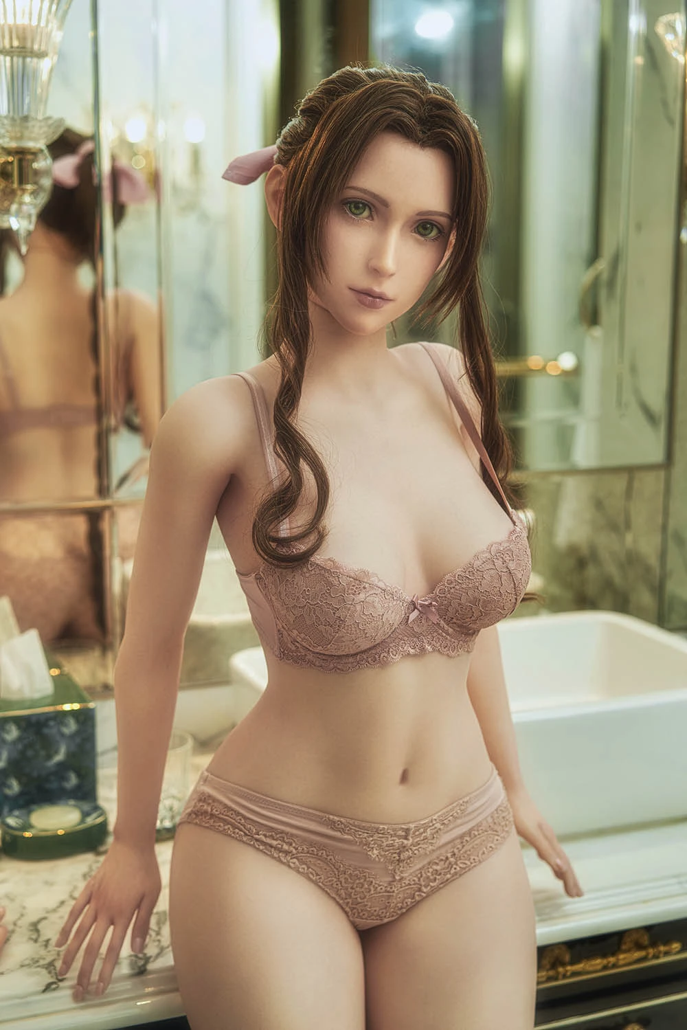 Tifa and Aerith -Final Fantasy 167cm/5ft5 bathing girl big boobs sex doll
