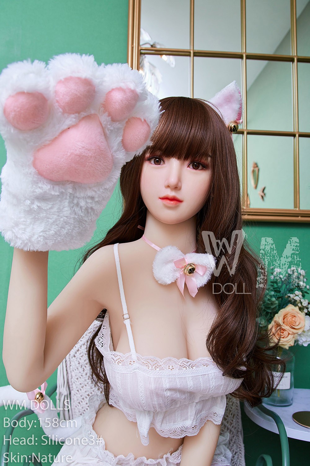 realistic doll with cat headdress