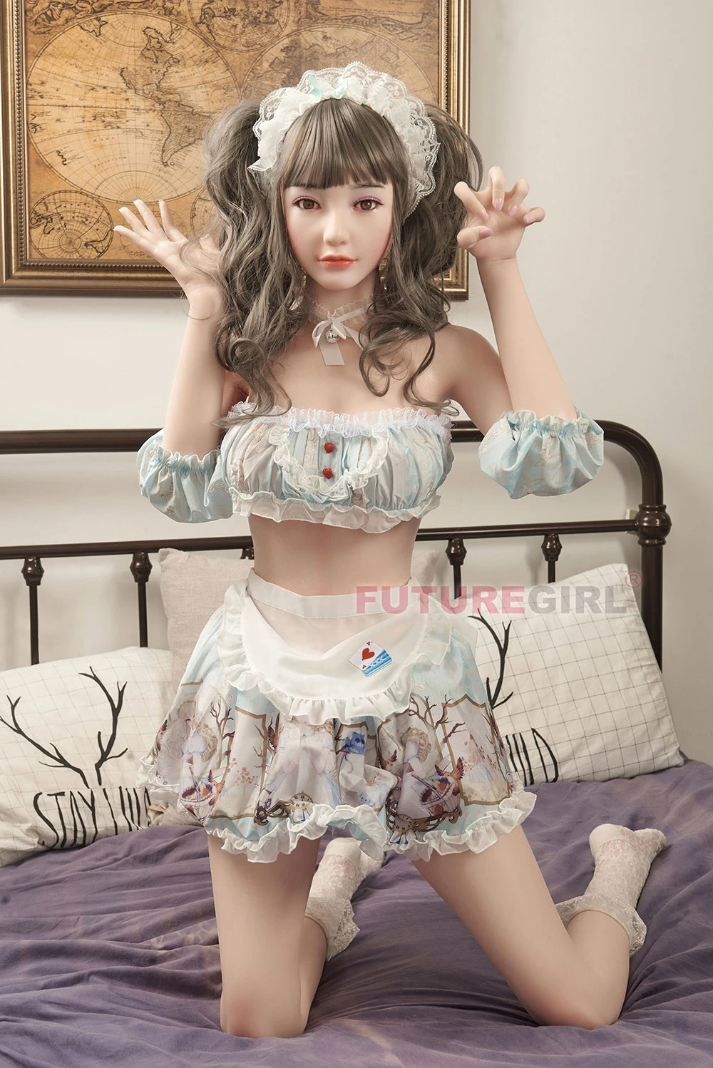 kneeling cute cosplay doll