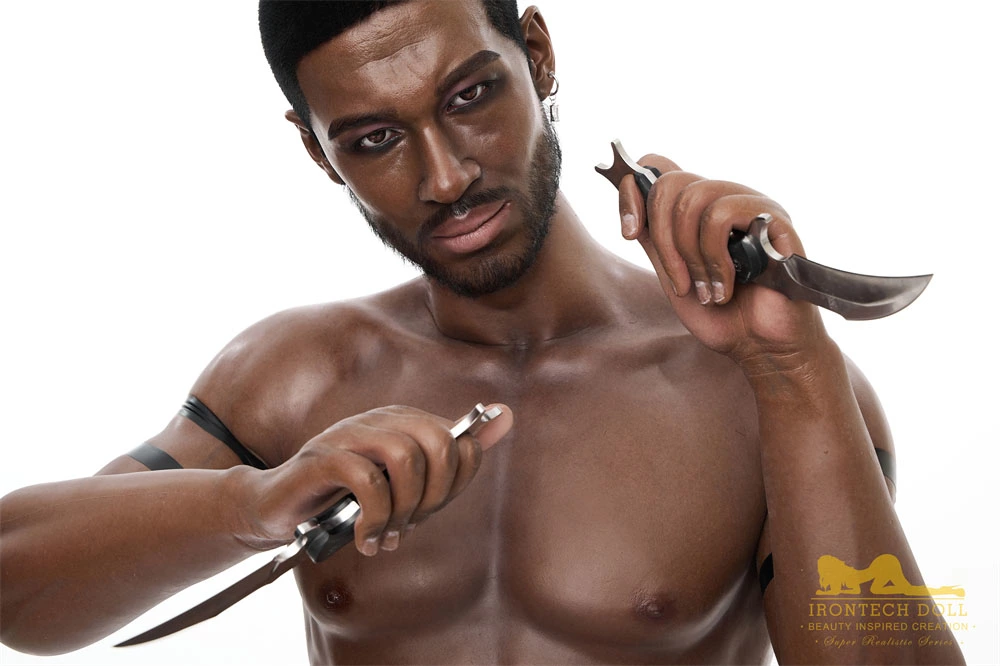 176cm James Deen mature charming black male sex doll for transexual with hard dick