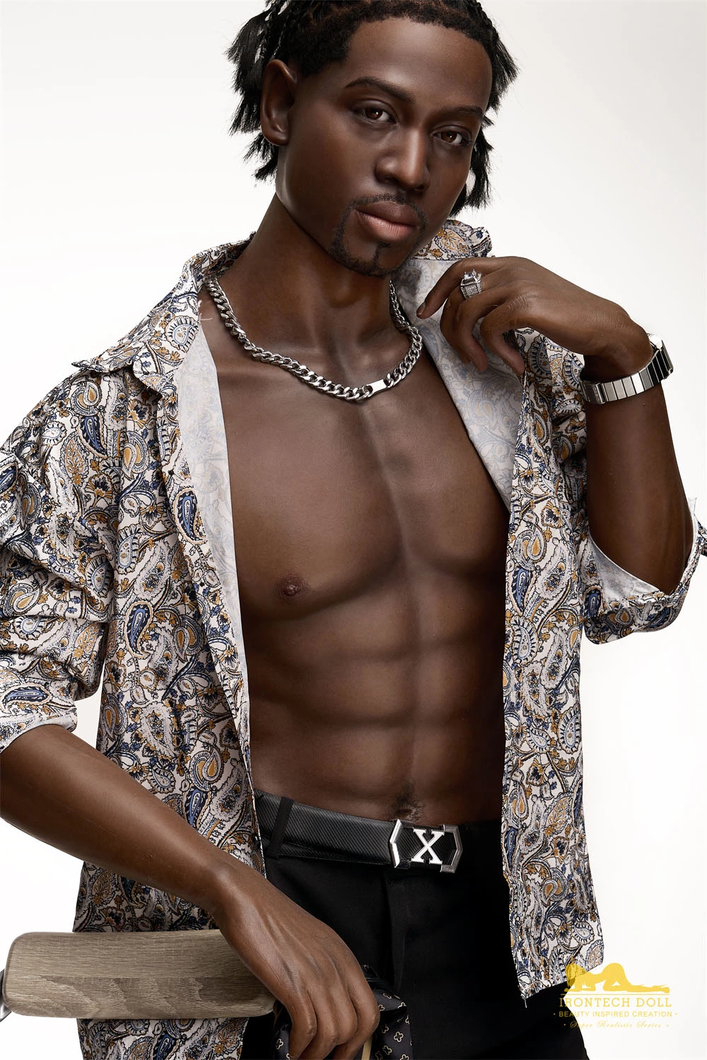 Roman Todd 176cm attractive strong black male sex doll for gay with big dildo