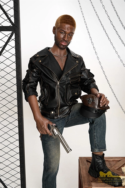 Dennis West 176cm attractive strong black male sex doll for gay with big dildo